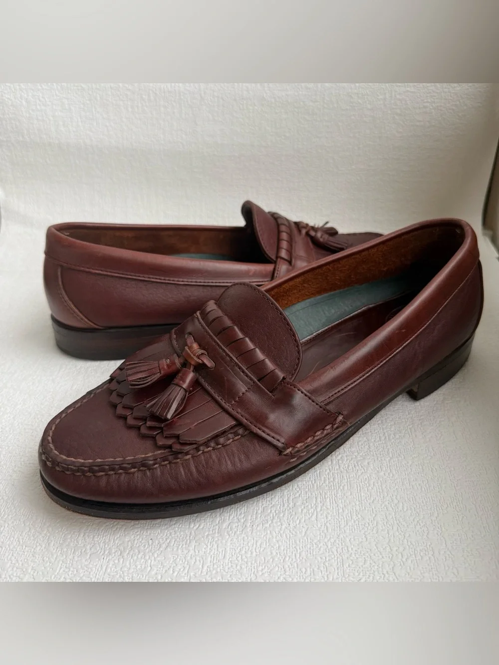H.S. Trask Men’s 11M Burgundy Leather Kiltie Tassel Loafers USA Handmade